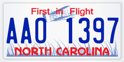 NC license plate AAO1397