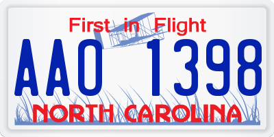 NC license plate AAO1398