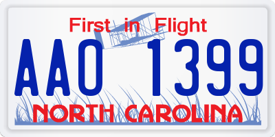 NC license plate AAO1399