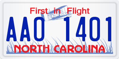 NC license plate AAO1401