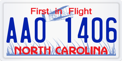 NC license plate AAO1406