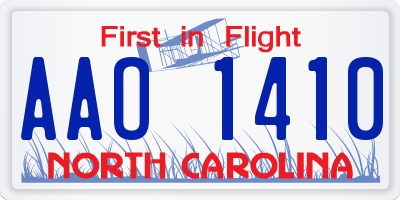 NC license plate AAO1410