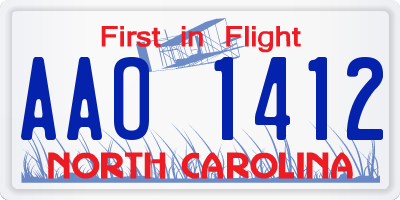 NC license plate AAO1412