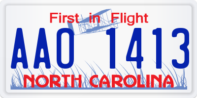 NC license plate AAO1413
