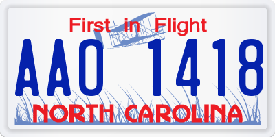 NC license plate AAO1418