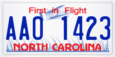 NC license plate AAO1423