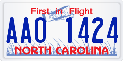 NC license plate AAO1424