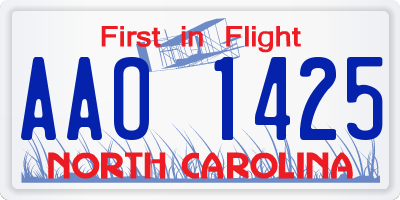 NC license plate AAO1425