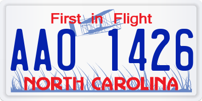 NC license plate AAO1426