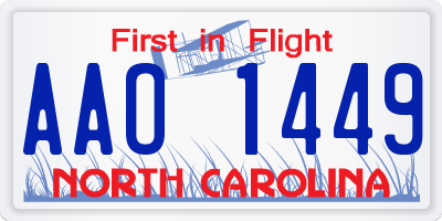 NC license plate AAO1449