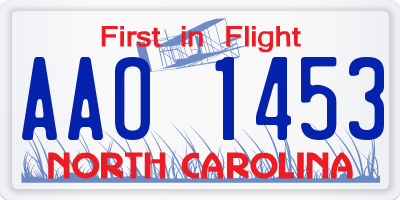 NC license plate AAO1453