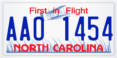 NC license plate AAO1454
