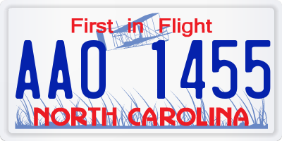 NC license plate AAO1455