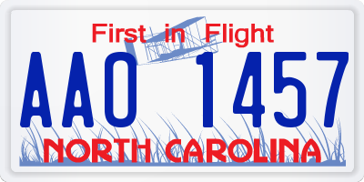 NC license plate AAO1457