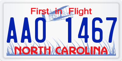 NC license plate AAO1467