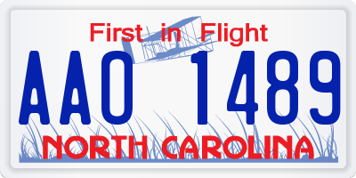 NC license plate AAO1489