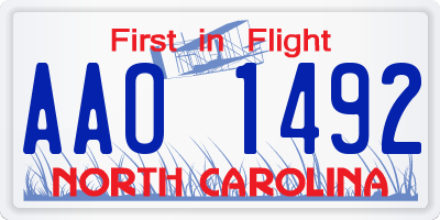 NC license plate AAO1492