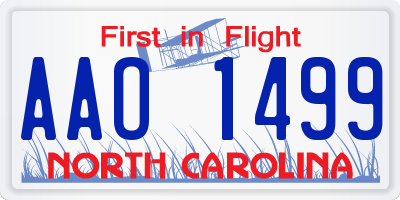 NC license plate AAO1499