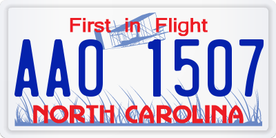 NC license plate AAO1507