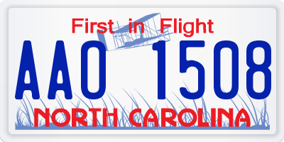 NC license plate AAO1508