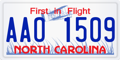 NC license plate AAO1509