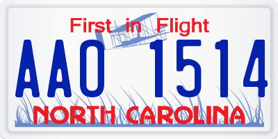 NC license plate AAO1514