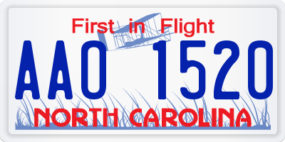 NC license plate AAO1520