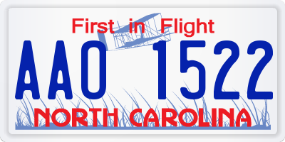 NC license plate AAO1522