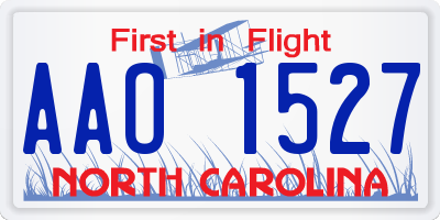 NC license plate AAO1527