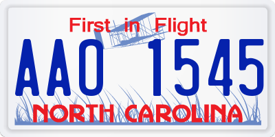 NC license plate AAO1545
