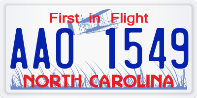 NC license plate AAO1549