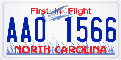 NC license plate AAO1566