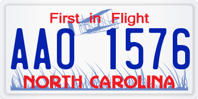NC license plate AAO1576