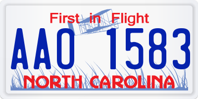 NC license plate AAO1583