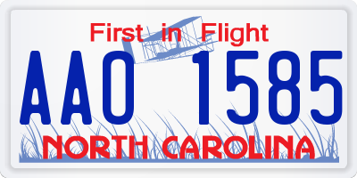 NC license plate AAO1585
