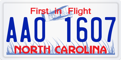 NC license plate AAO1607