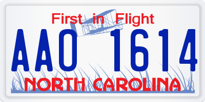 NC license plate AAO1614