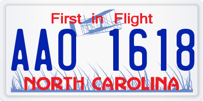 NC license plate AAO1618