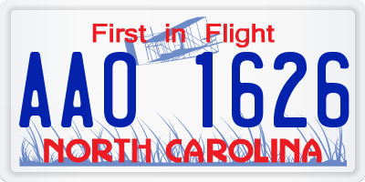 NC license plate AAO1626
