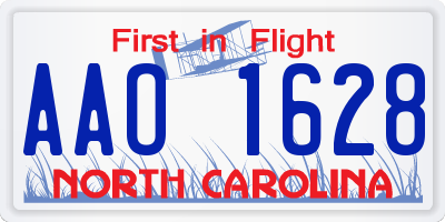 NC license plate AAO1628