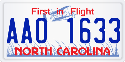 NC license plate AAO1633