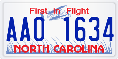 NC license plate AAO1634