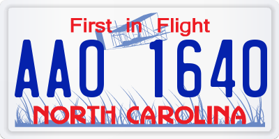 NC license plate AAO1640