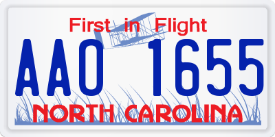 NC license plate AAO1655
