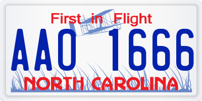 NC license plate AAO1666