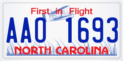 NC license plate AAO1693