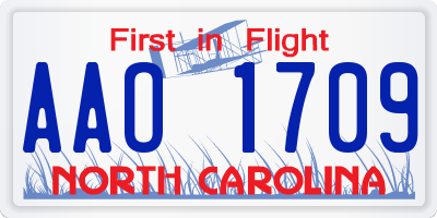 NC license plate AAO1709