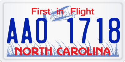 NC license plate AAO1718