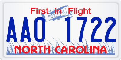 NC license plate AAO1722