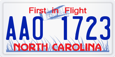 NC license plate AAO1723
